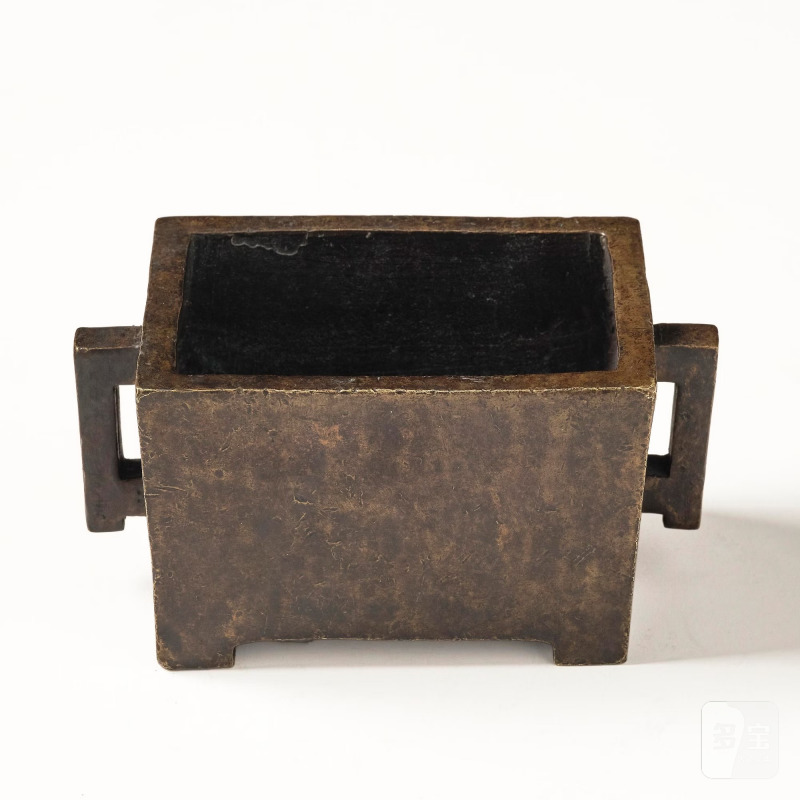 A Rectangular bronze censer with square handles, - 图4